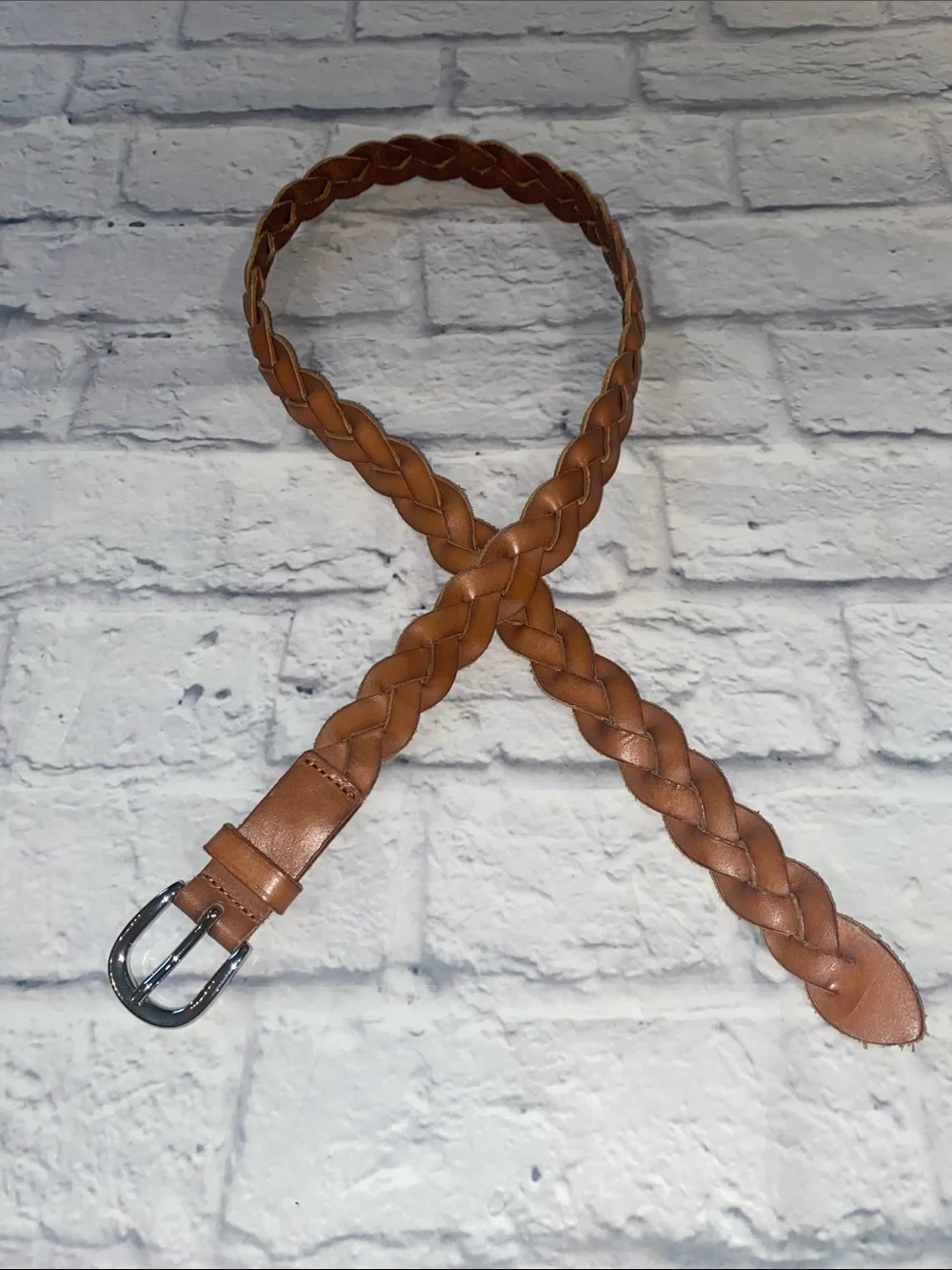 Ann Taylor Braided Leather Belt in Tan Size S